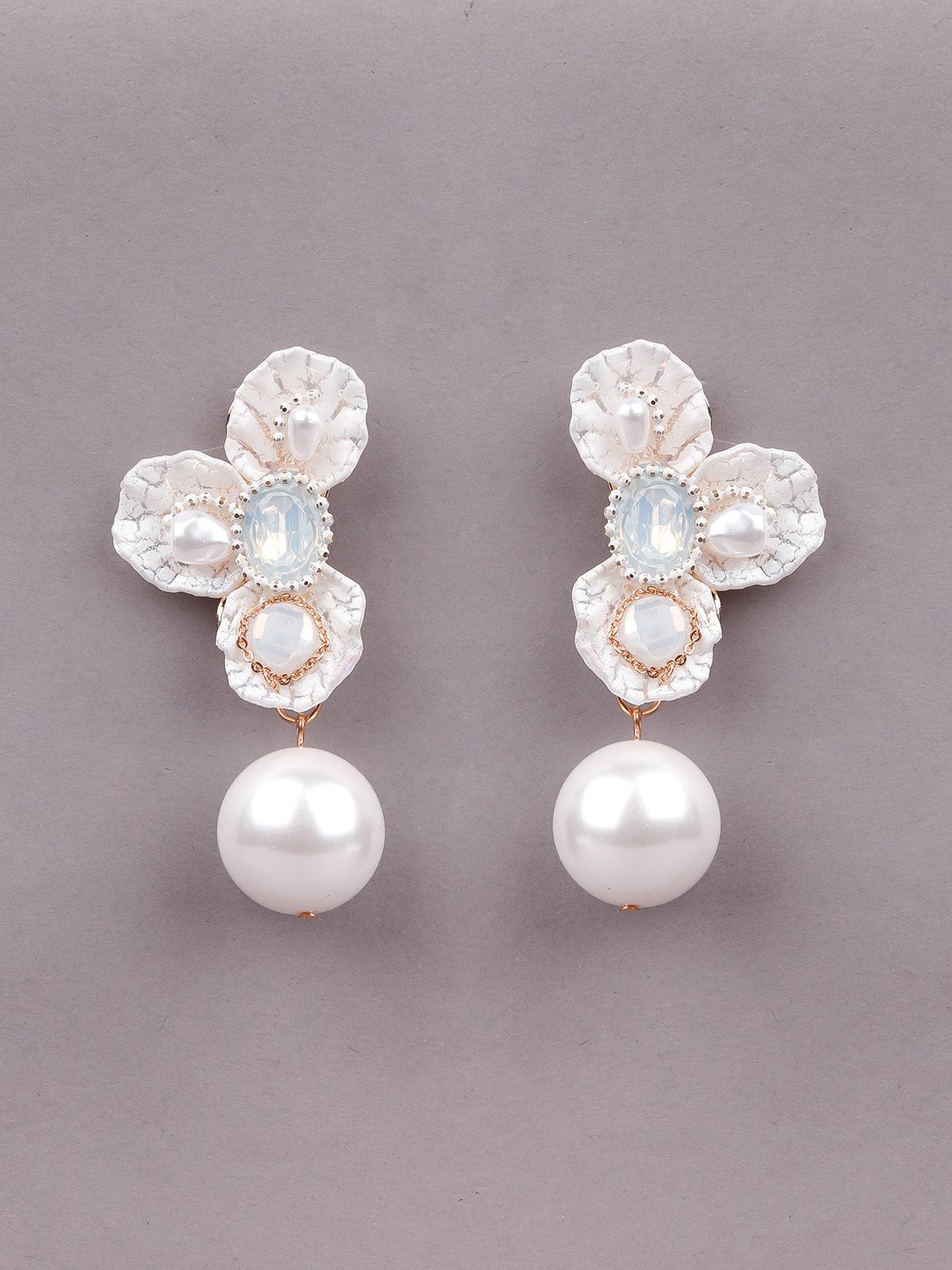 Women's White Gorgeous Stunning Statement Earrings - Odette