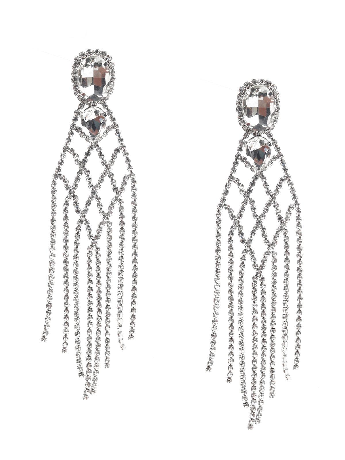 Women's White Interwoven Dangler Earrings - Odette
