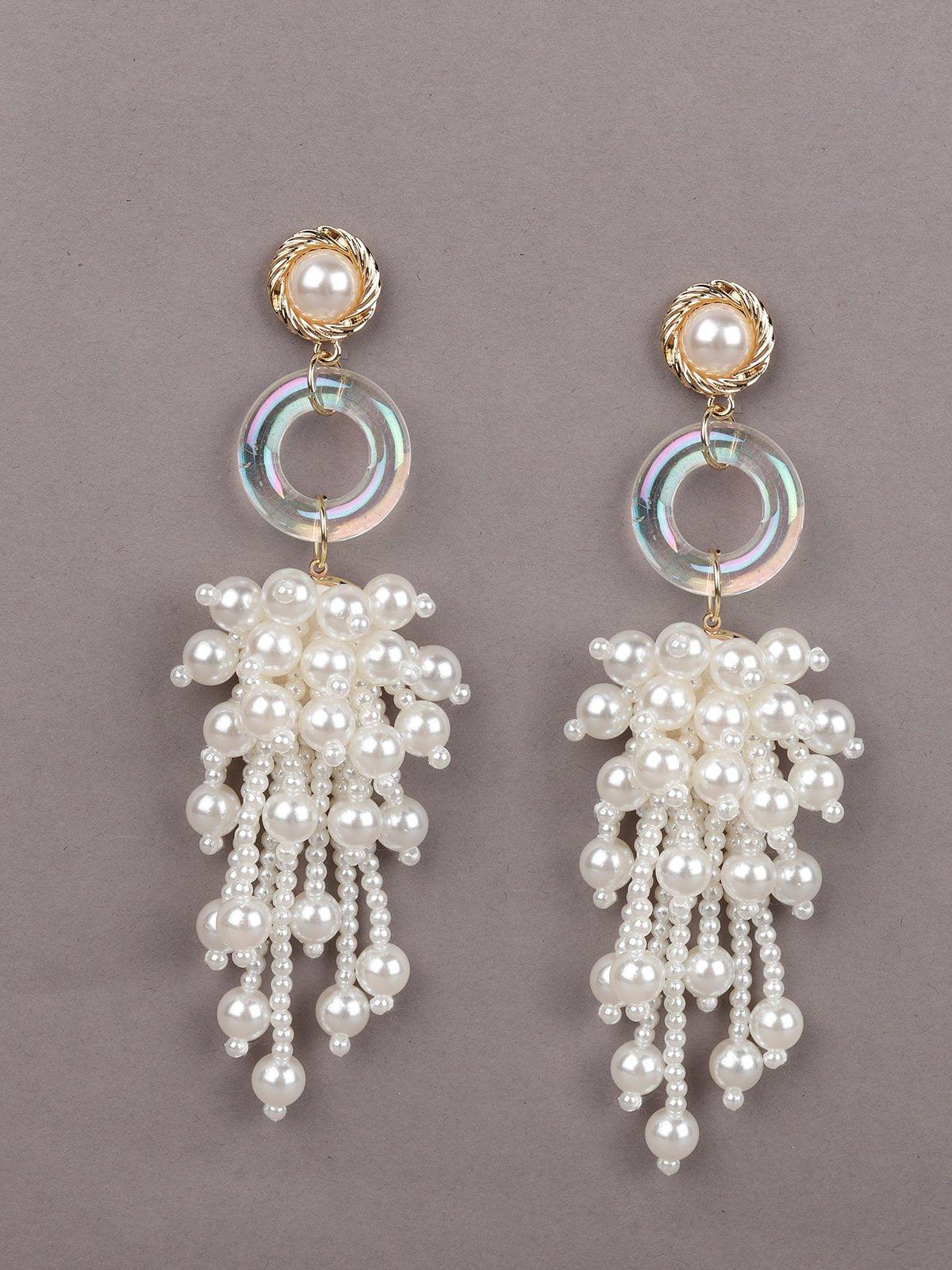 Women's White Pearl  Dangle Earrings - Odette