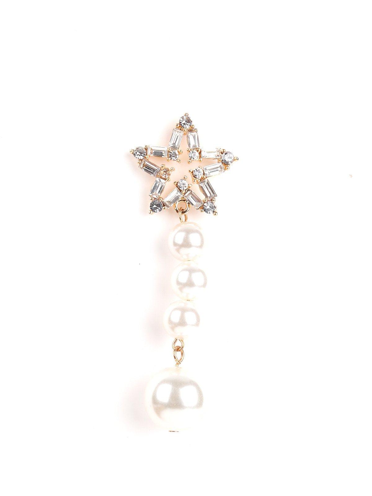 Women's White Pearl Star Dangle Earrings - Odette