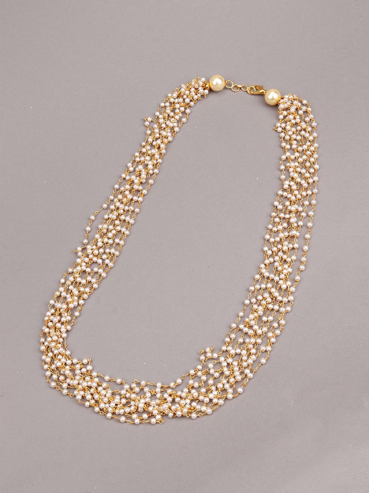 Women's White Pearls Multiple  Layered Maala - Odette