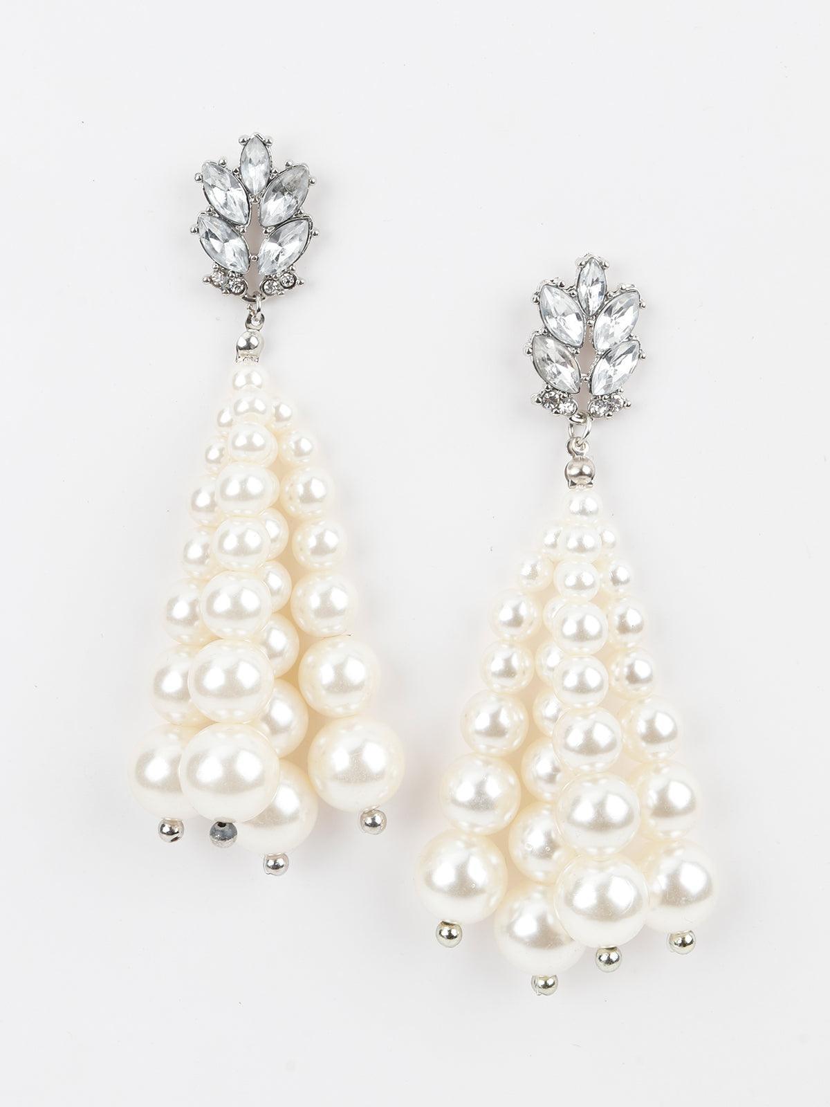 Women's White Pearly Bright Dangle Earrings - Odette
