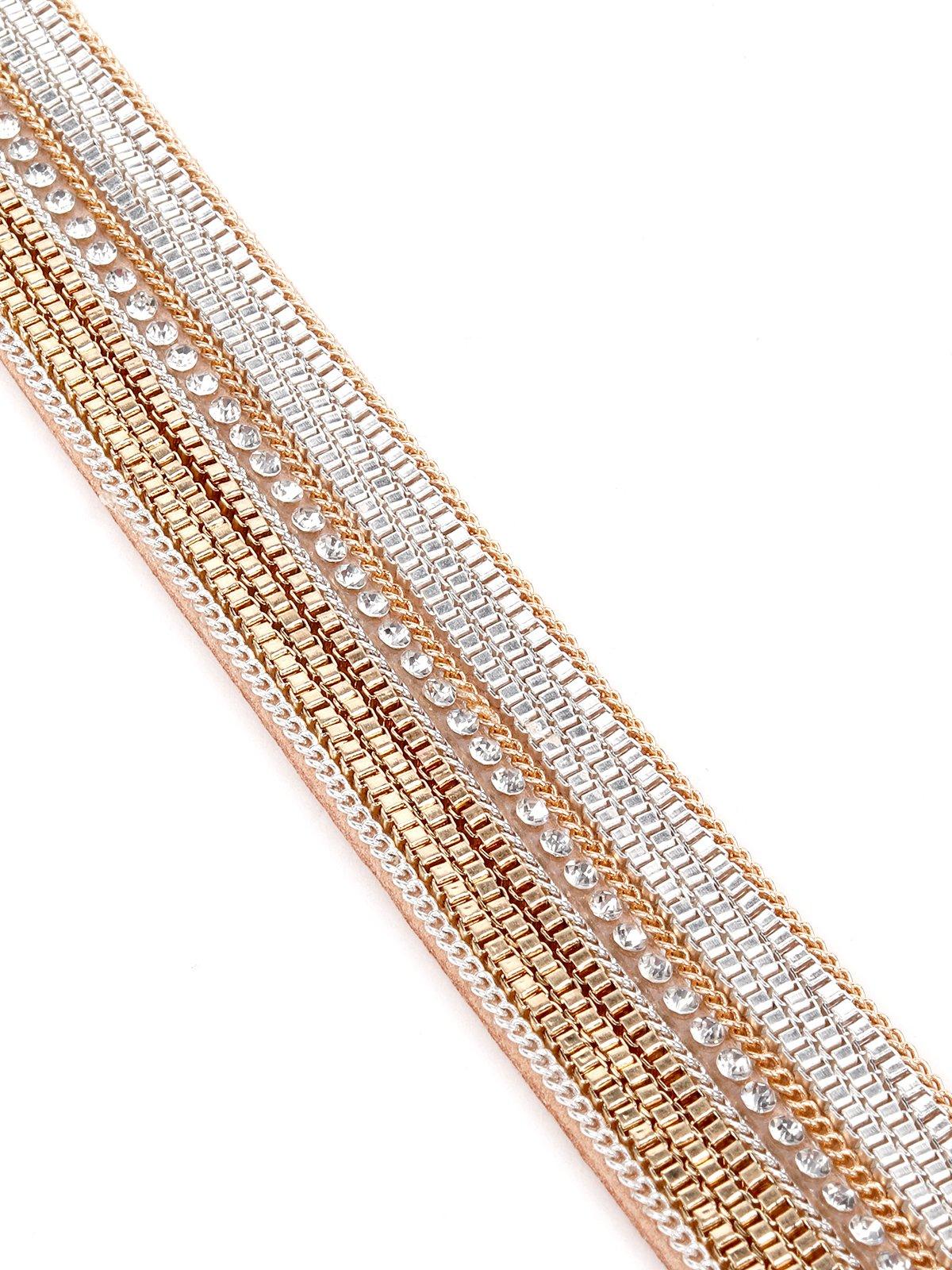 Women's Wide Gold Layered Studded Cuff Bracelet - Odette