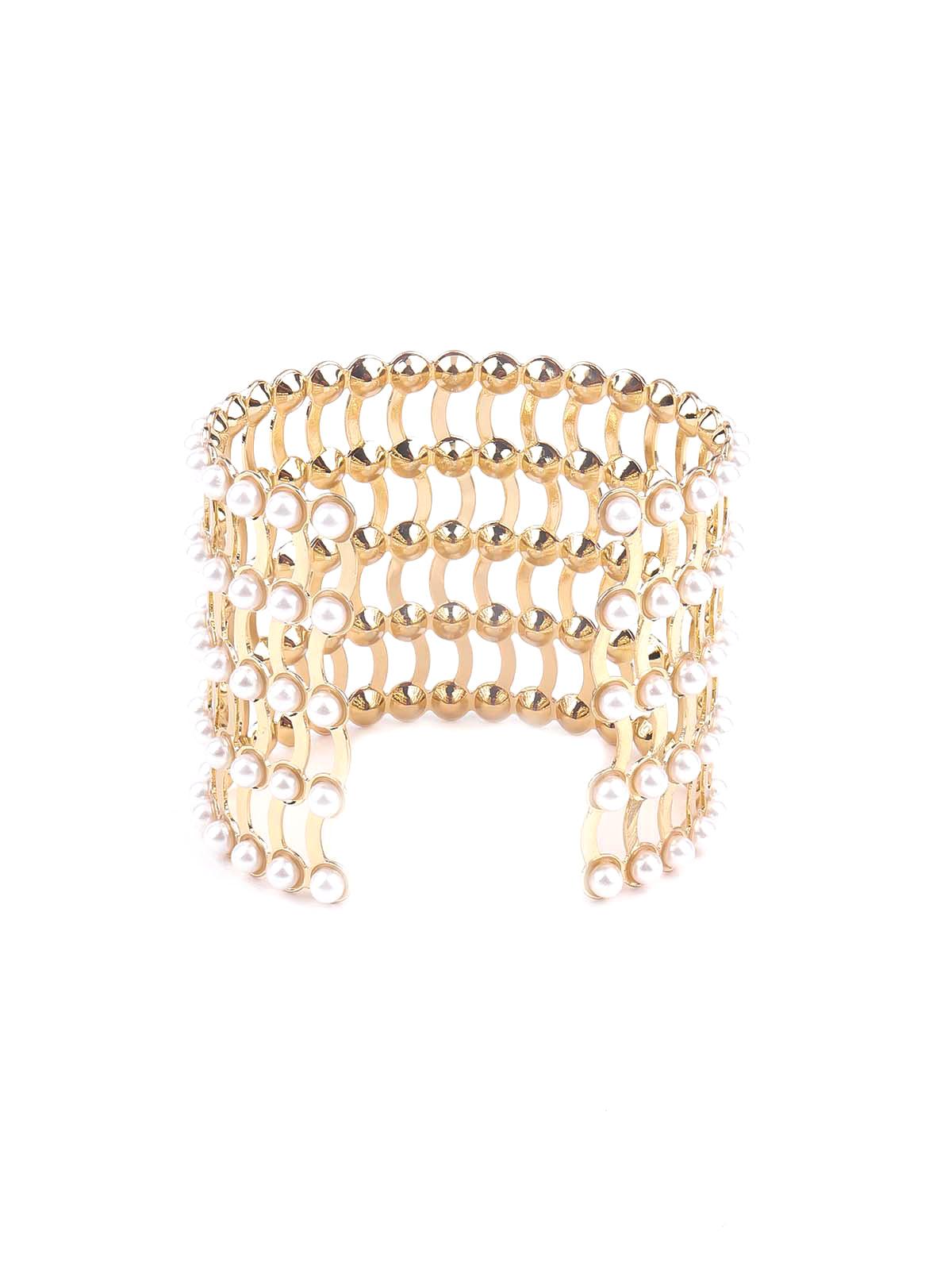 Women's Wide Gold Tone Hand Cuff Bracelet - Odette