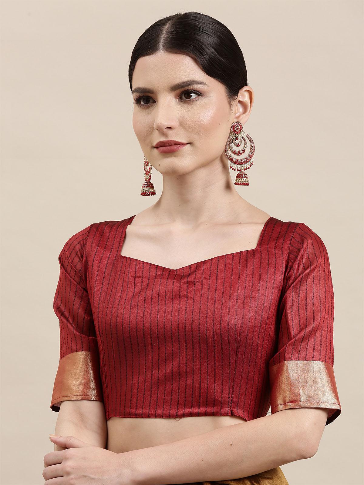 Women's Cotton Silk Mustard Woven Design Handloom Saree With Blouse Piece - Odette