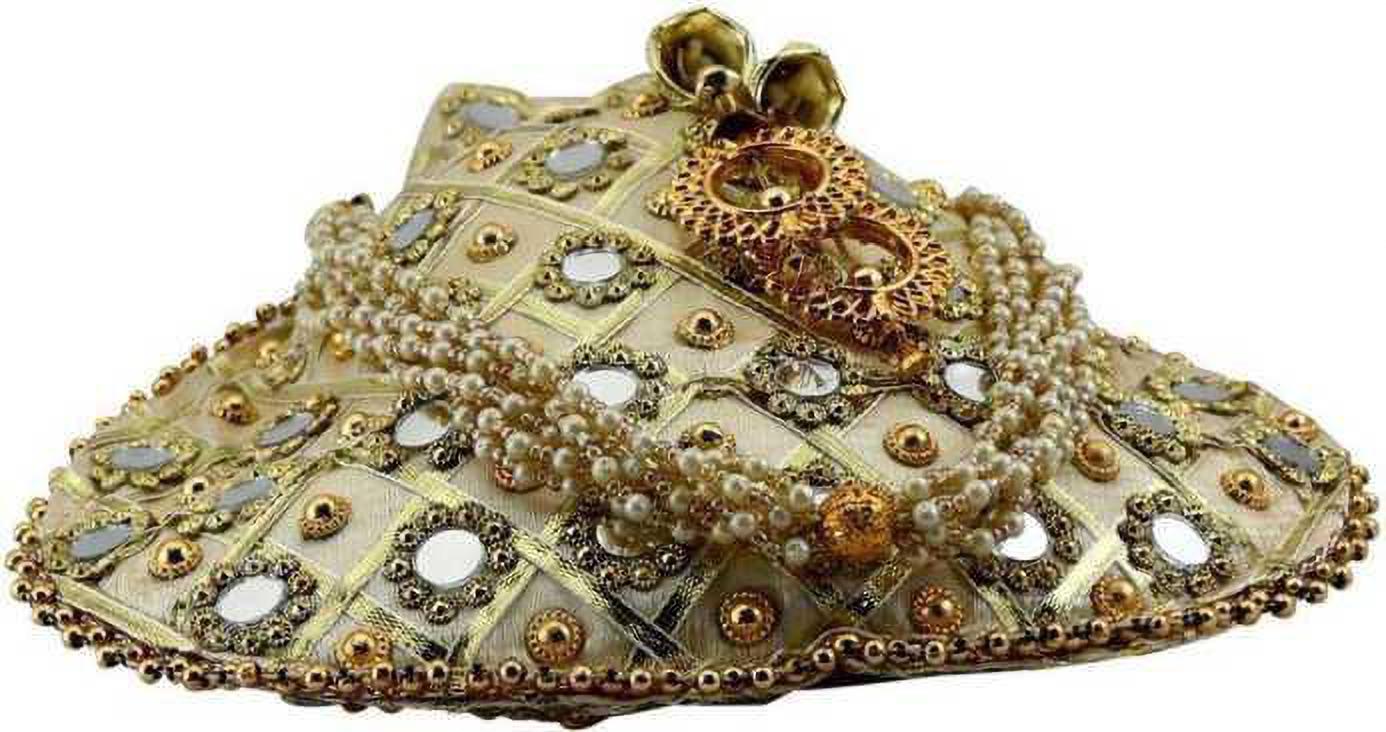 Women's  Traditional Rajasthani Velvet Embroidery Mirror Gota Patti Potli Bag/Purse/Bridal Wedding Clutch - Ritzie
