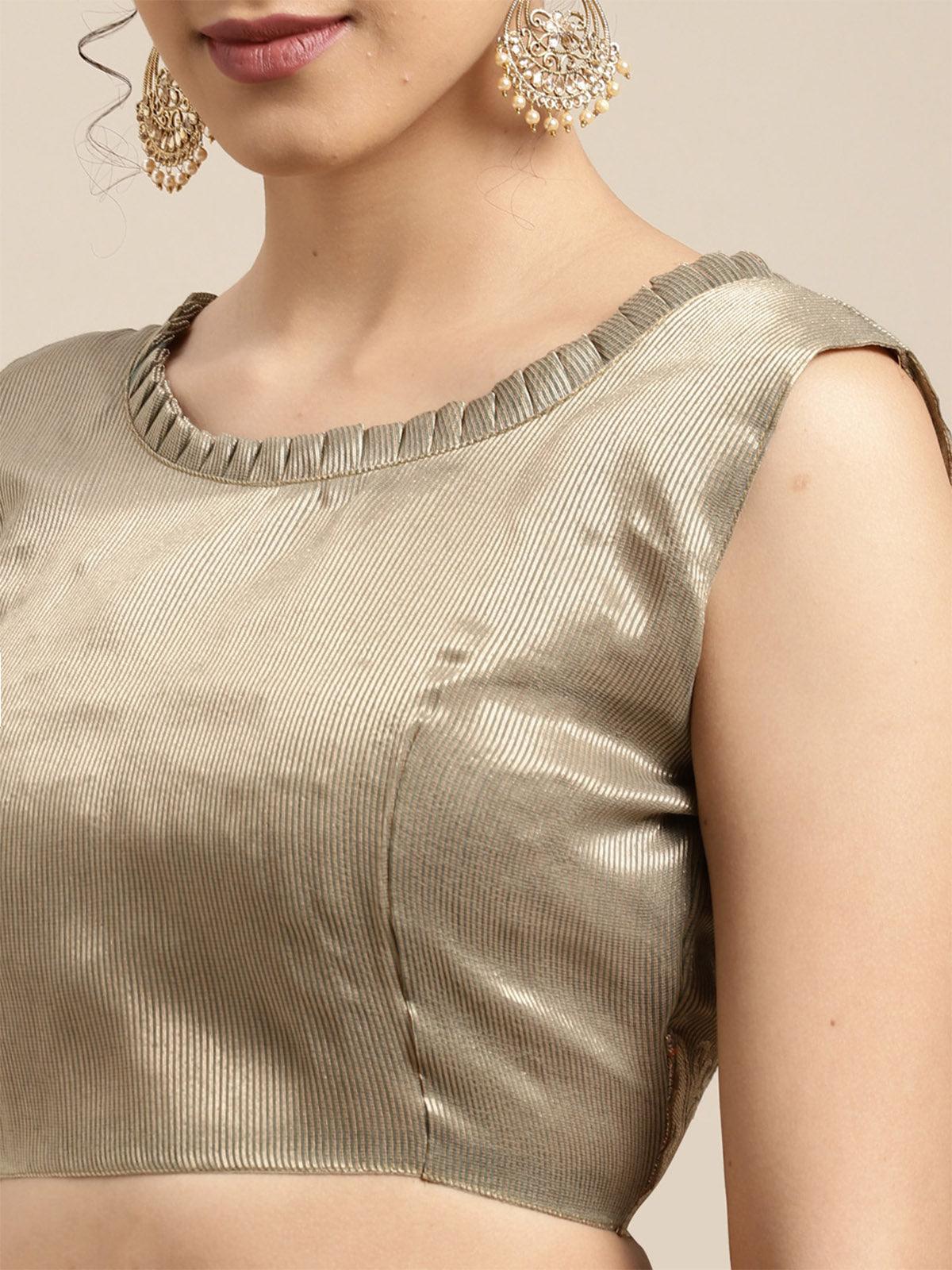 Women's Linen Blend Sea Green Woven Design Designer Saree With Blouse Piece - Odette