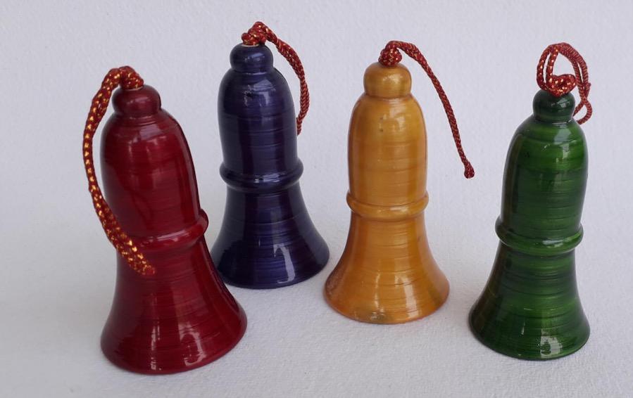 Wooden Bells for Christmas Tree - Set of 4 - Décor hanging - indic inspirations