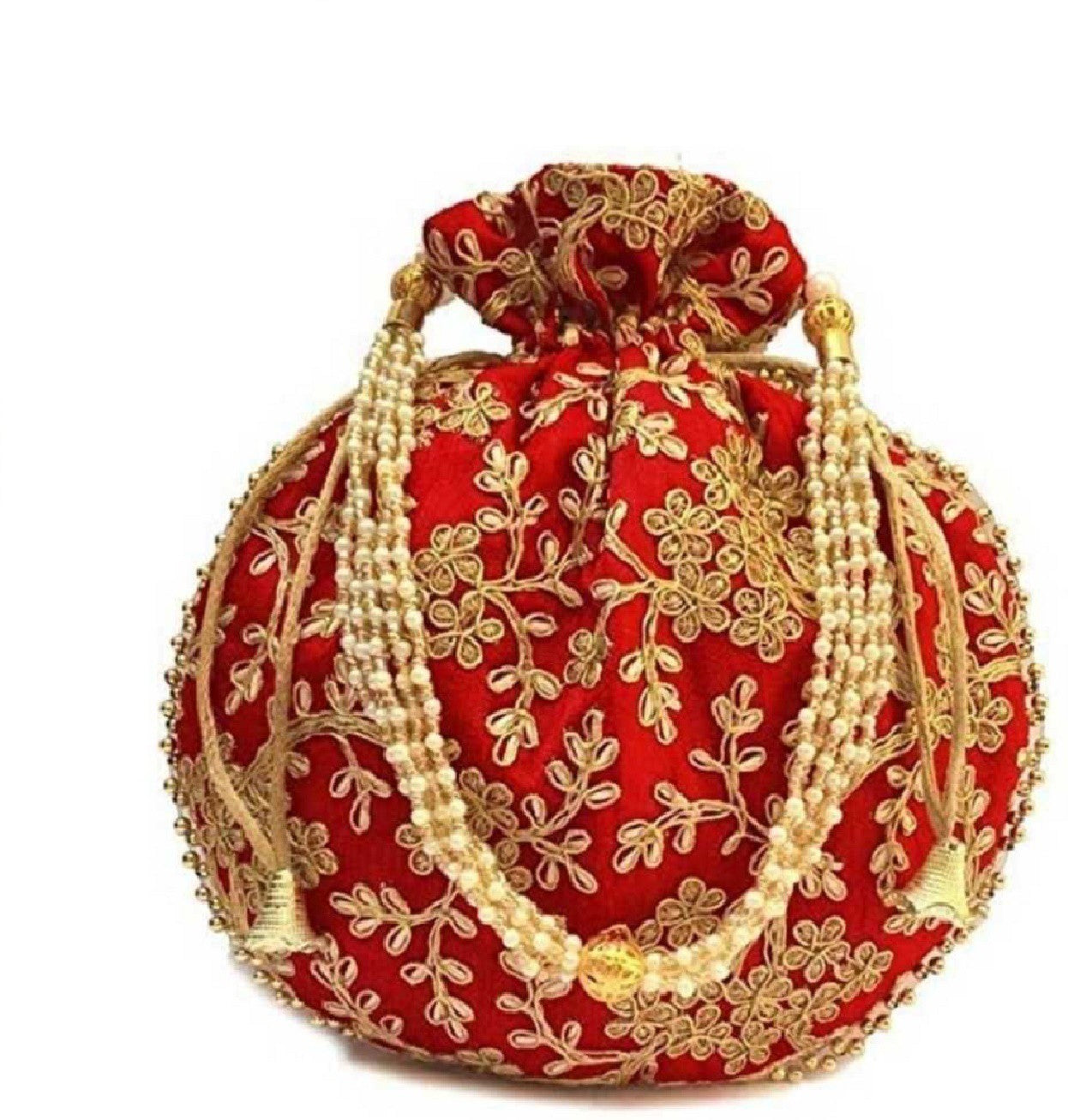 Women's Wristlets  Potli  Party Wear Designer Potli Rajasthani Style Royal Potli Bags Silk Batwa Bag Zari Work Bridal Potli Combo - Ritzie