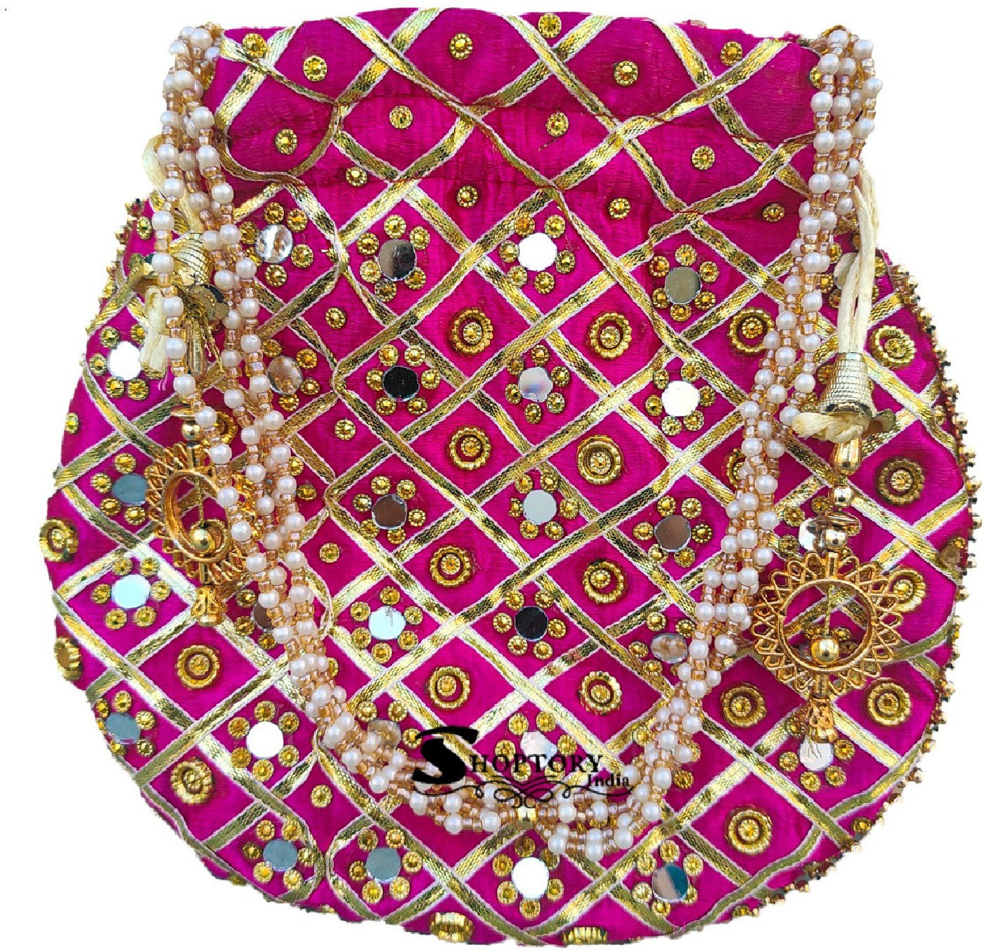 Women's Wristlets  Potli  Party Wear Designer  Silk Batwa Bag Zari Work Potli Bridal Potli - Ritzie