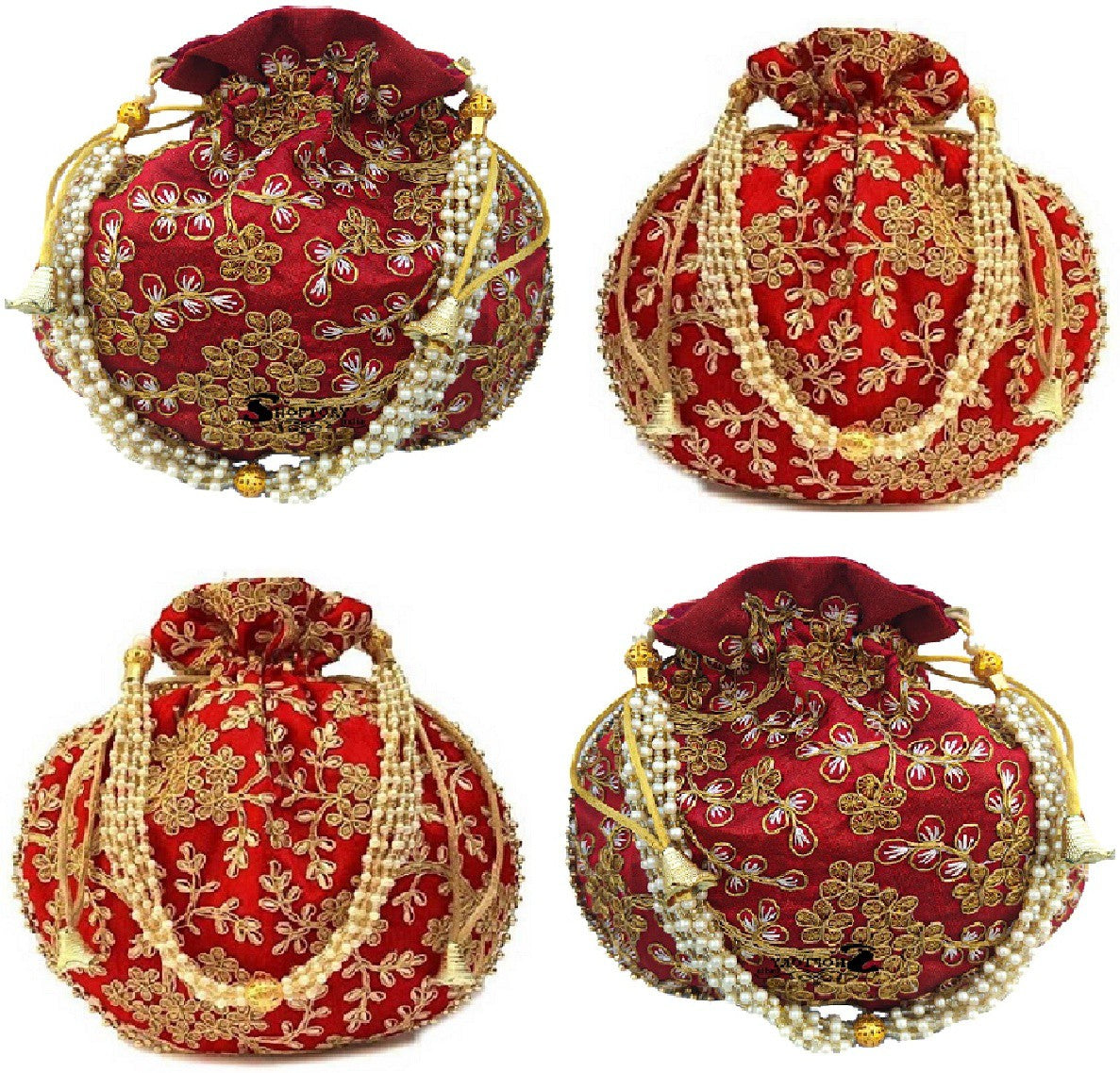 Women's Wristlets  Potli  Party Wear Designer Potli Rajasthani Style Royal Potli Bags Silk Batwa Bag Zari Work Bridal Potli Combo - Ritzie