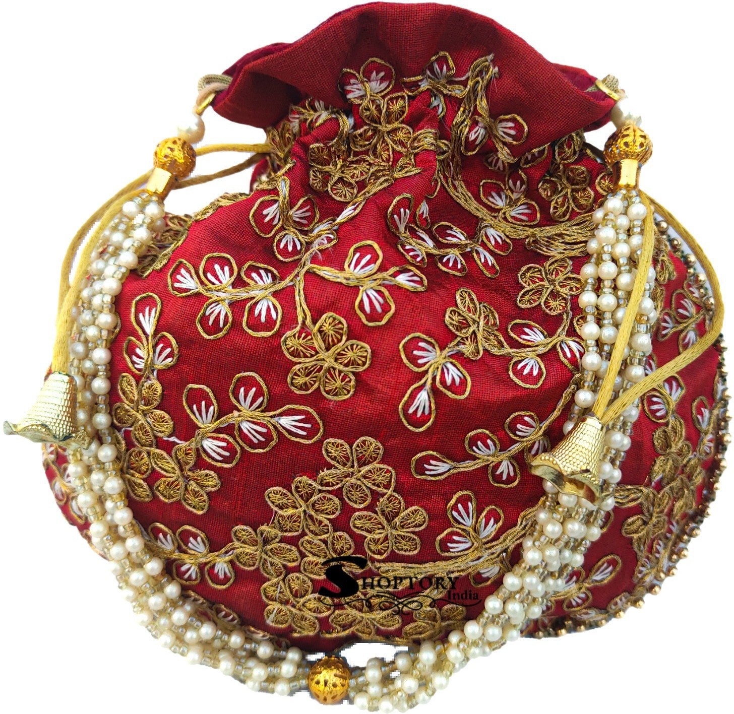 Women's  Potli  Party Wear Designer Potli Rajasthani Style Royal Potli Bags Silk Batwa Bag Zari Work Bridal Potli Combo - Ritzie
