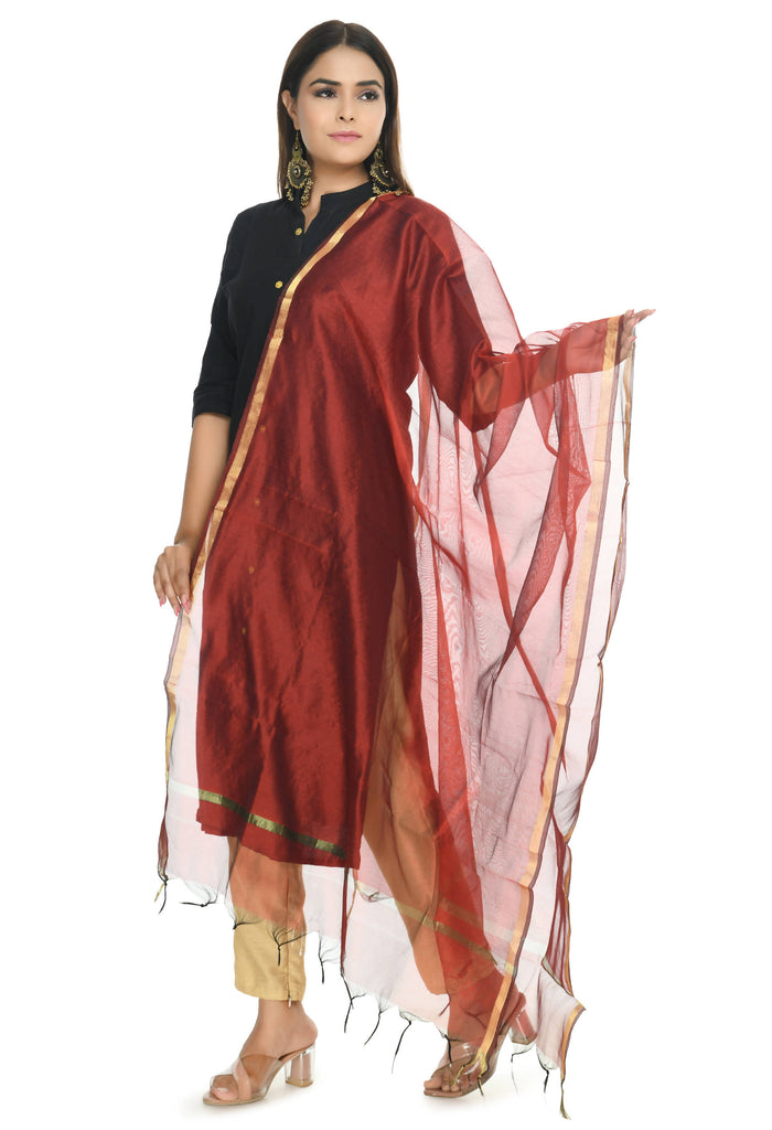 Women's Banarsi Chanderi Piping Dupatta Mfd0032