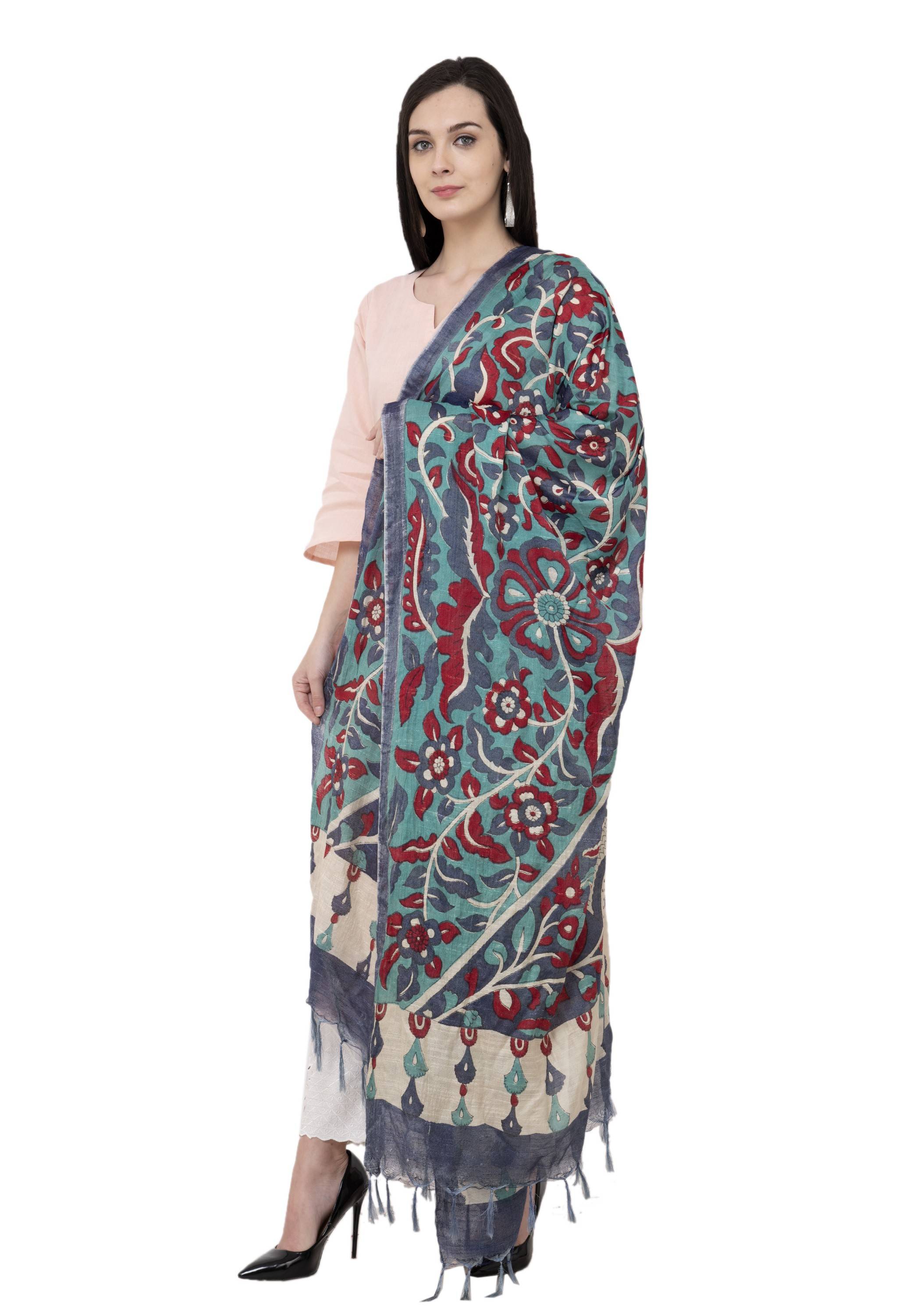A R Silk Modal Kalamkari Print Fancy Dupatta Color Multi Print Dupatta or Chunni