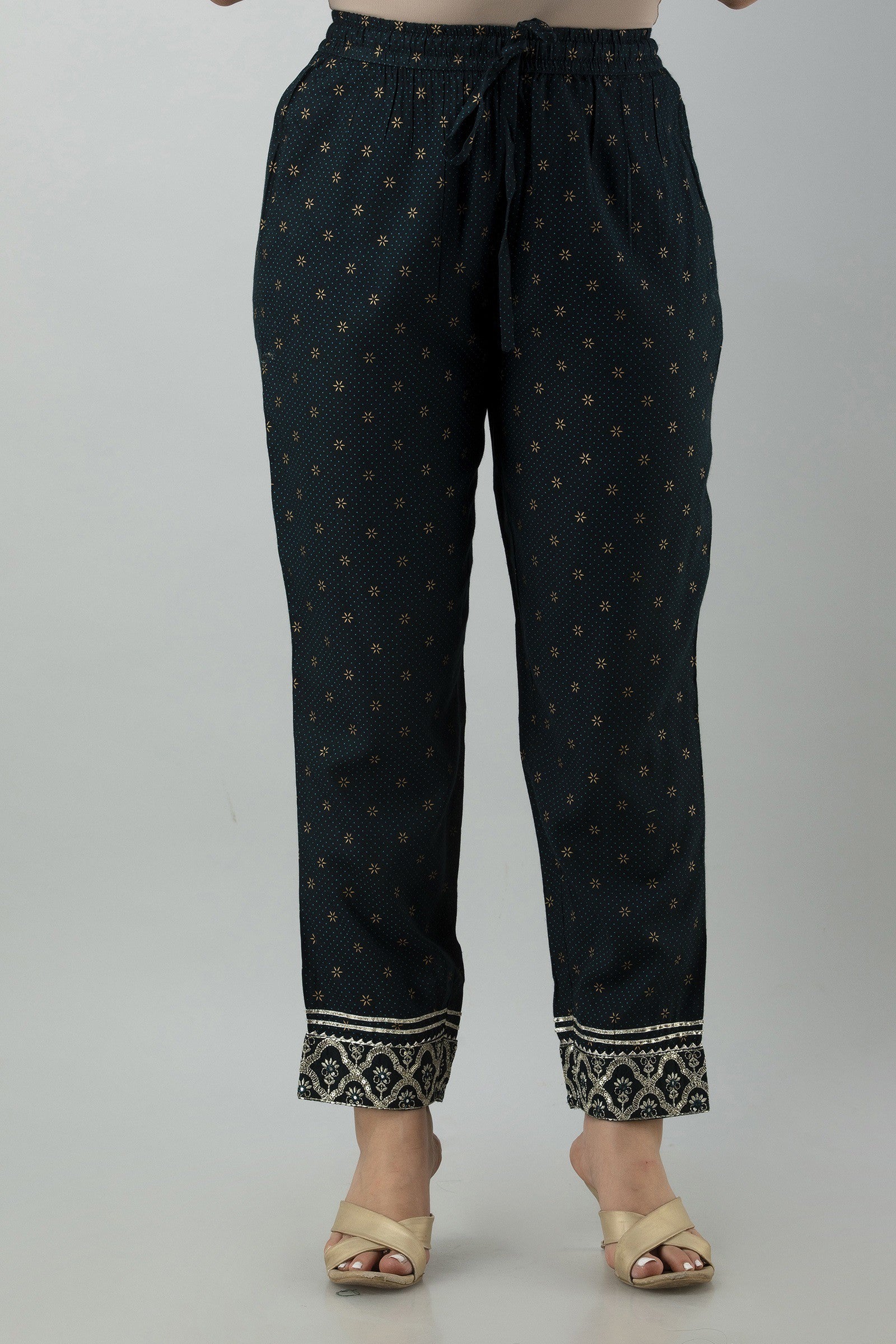 Women's Embroidered Viscose Rayon Straight Kurta Pant Set (Teal) - Charu