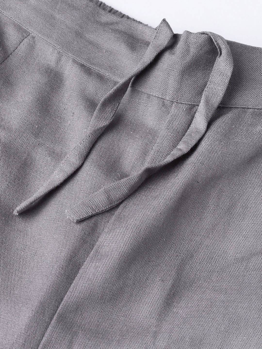 Women's Grey Rayon Solid Cigarette Pants - Juniper