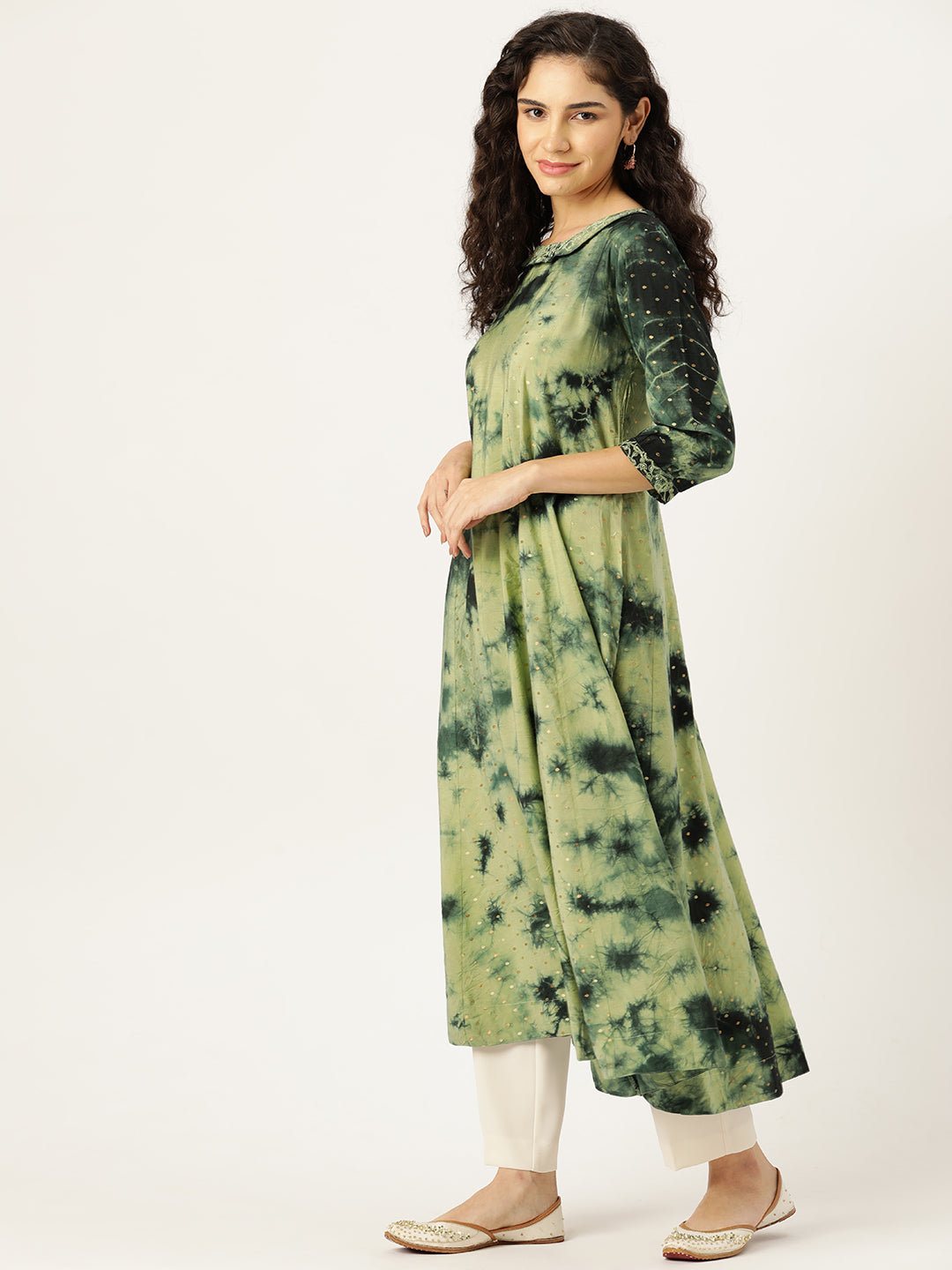 Women's Flared A-Line Dress (Green) - VAABA