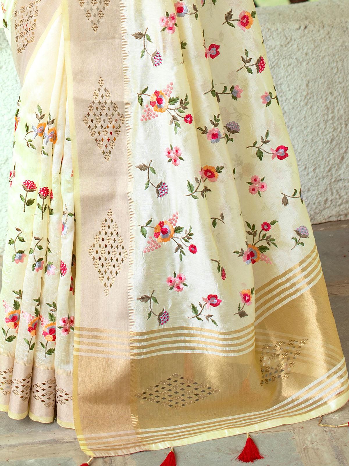 Women's Yellow Color Mysore Silk Beautiful Saree - Odette