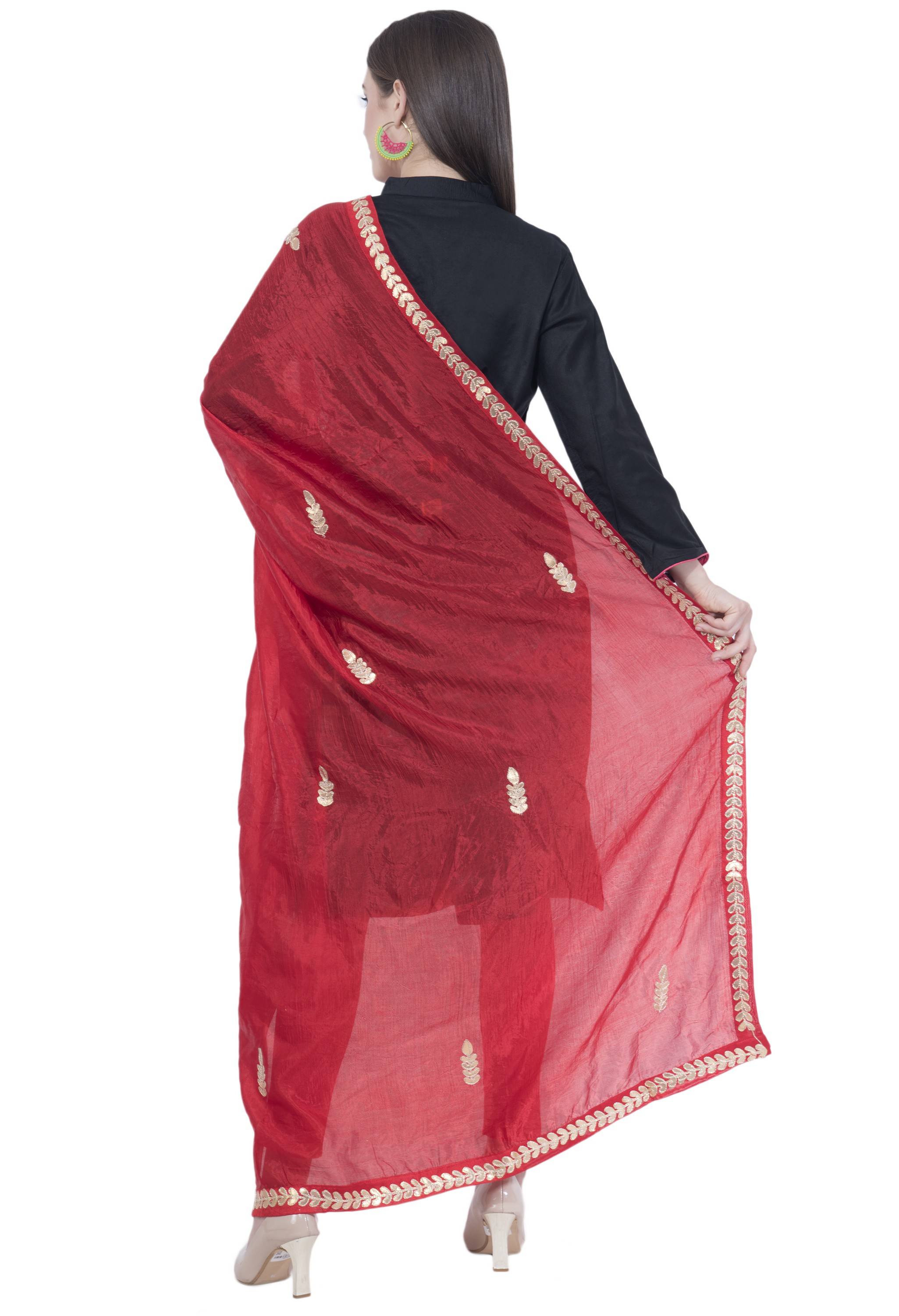 A R SILK Red Color Fancy Silk Dupattas and Chunnis