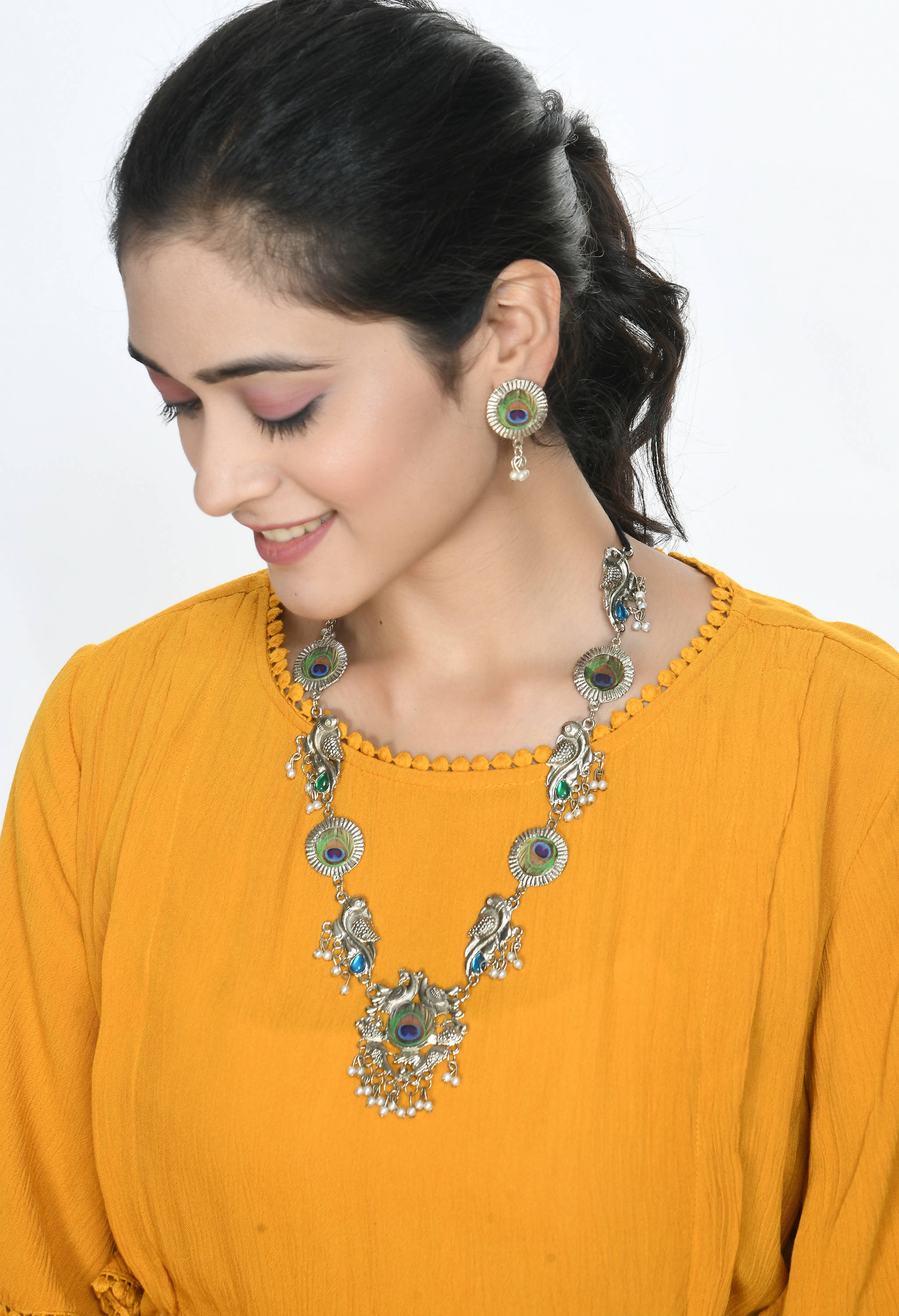 Trendia Treditional Peacock Design Necklace Jkms_058